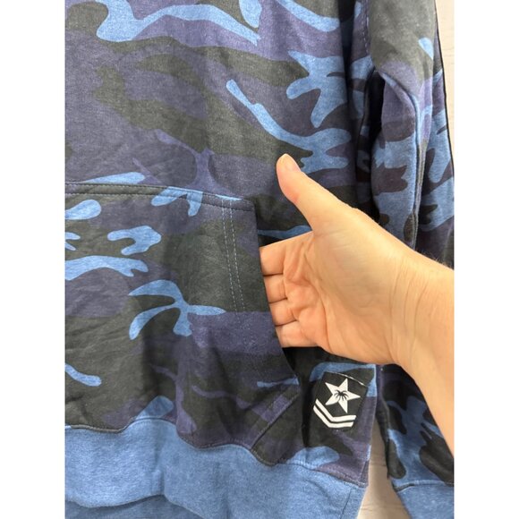 Pop Surf Baltimore Hoodie Mens Size Medium Blue Black Camo Race Stripe Sleeve - Picture 9 of 10